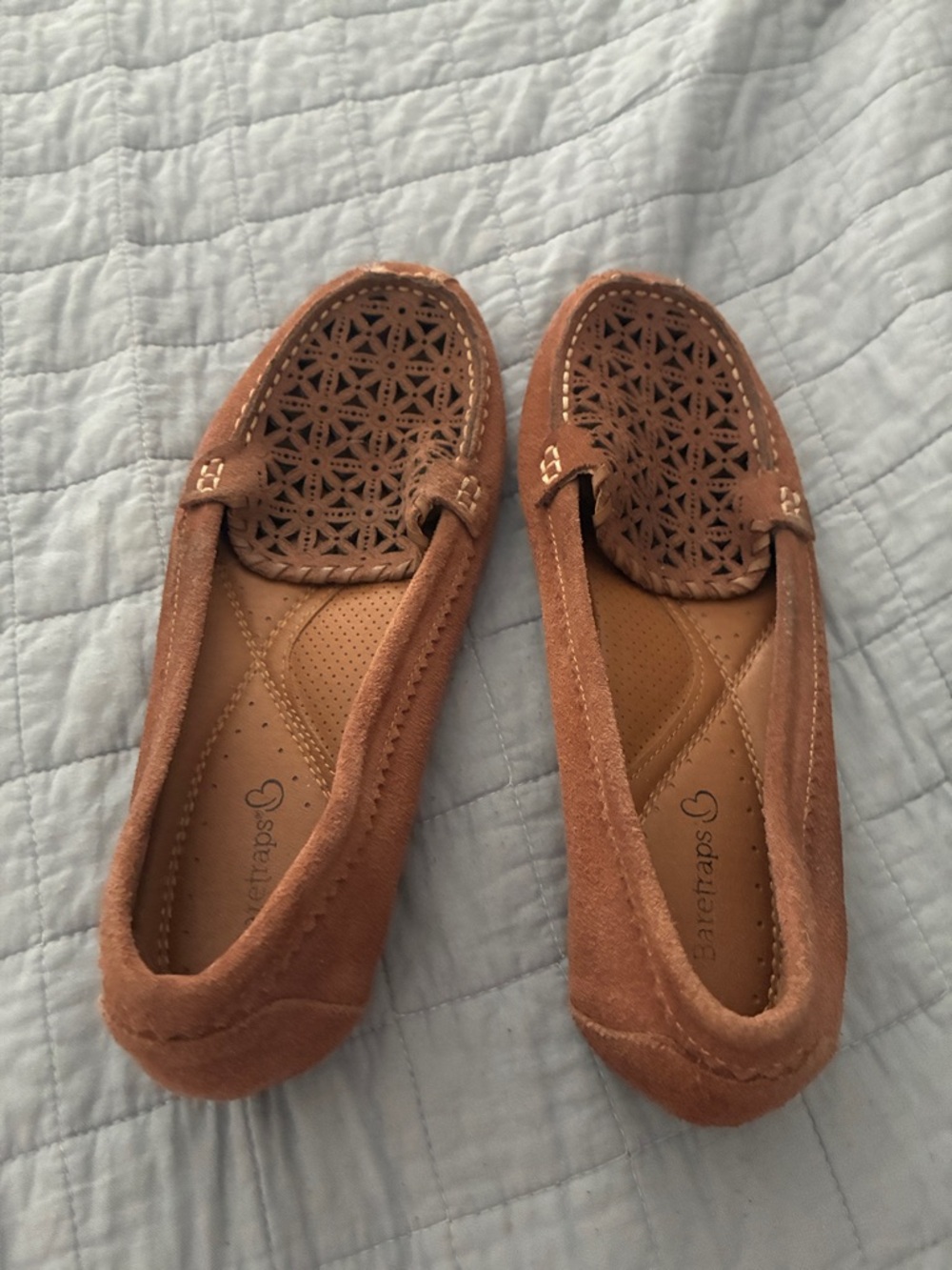 BareTraps Women's Suede Laser-Cut Loafers in Brown